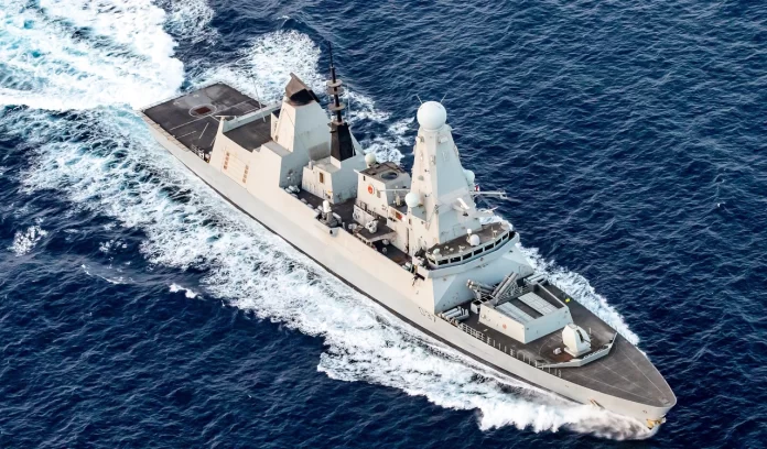 Royal Navy Type 45 destroyer HMS Duncan in Rough Sea.