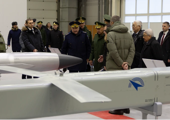 Russian Defence Minister General of the Army Sergei Shoigu inspects Precision Bomb