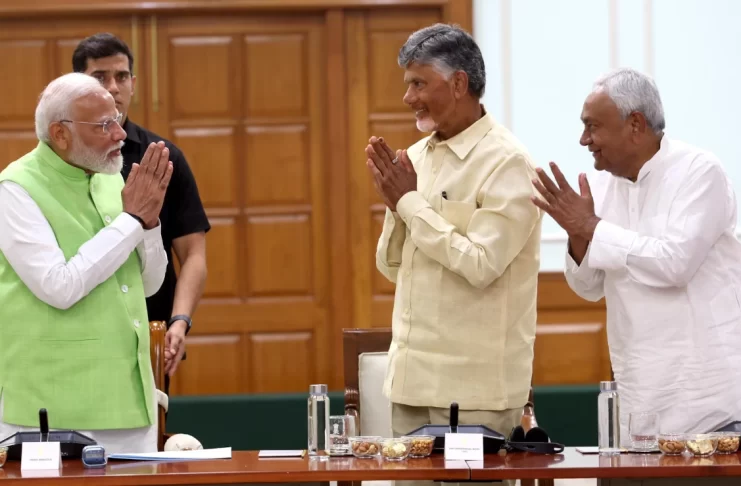 PM Narendra Modi, TDP Chief Chandrababu Naidu and Bihar Chief Minister Nitish Kumar