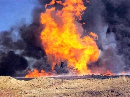 Kadi Oil Well K-53 on Fire