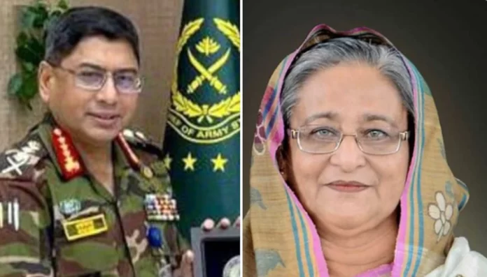 Bangladesh Army Chief General Waker-Uz-Zaman and Former Prime Minister Sheikh Haseena