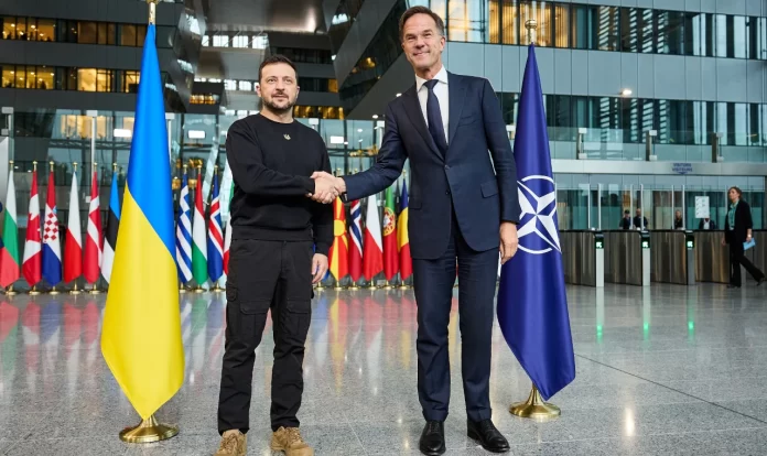 Zelensky and Rutte President Volodymyr Zelenskyy (Ukraine) with NATO Secretary General Mark Rutte
