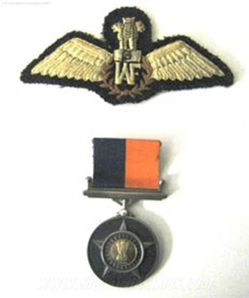 The Pilot Brevet and Vir Chakra Medal awarded to Group Captain Bhatia