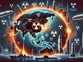 A conceptual illustration of nuclear weapons in Asia