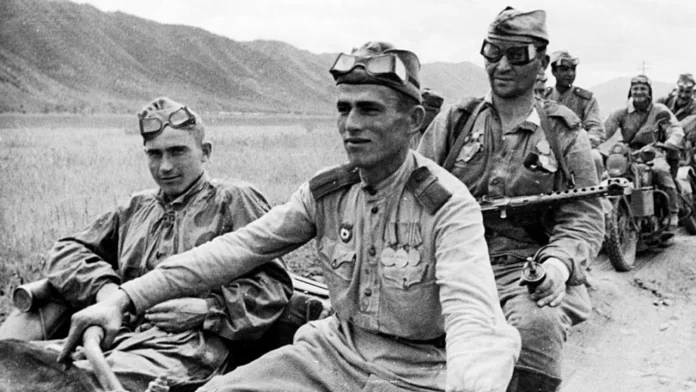 Soviet soldiers in August 1945 during a campaign of the Soviet–Japanese War