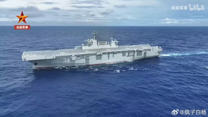 The fourth Project 075 large assault ship, Hubei