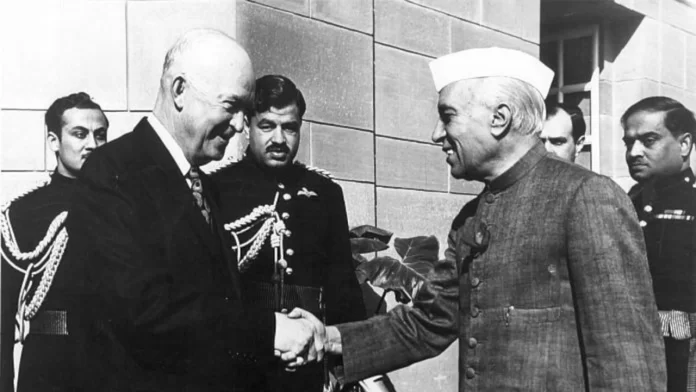 US President Dwight D. Eisenhower with Indian PM Jawaharlal Nehru