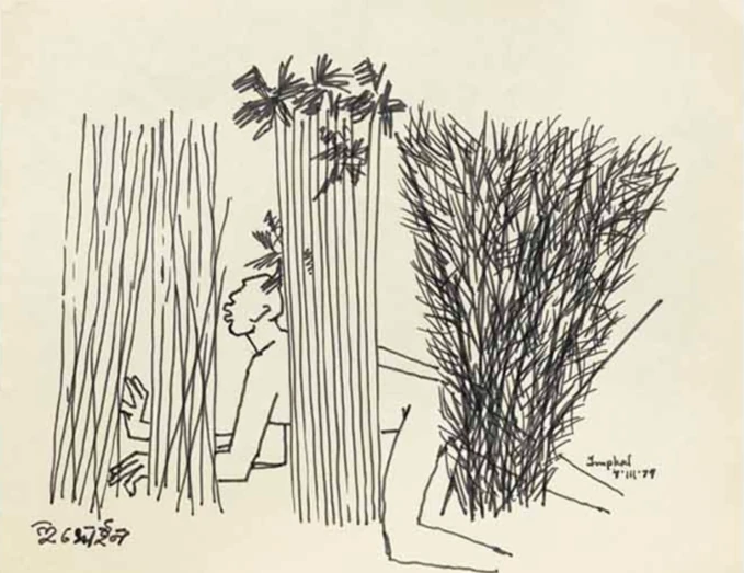 A village scene from Imphal. Bamboo grows wild in abundance in that area.
