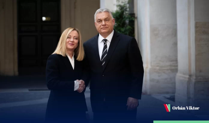 Italy's Giorgia Meloni and Hungary's Viktor Orbán Italy's Giorgia Meloni and Hungary's Viktor Orbán