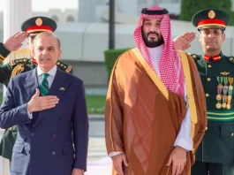 Saudi Crown Prince Mohammed bin Salman with Pakistan PM Muhammad Shehbaz Sharif