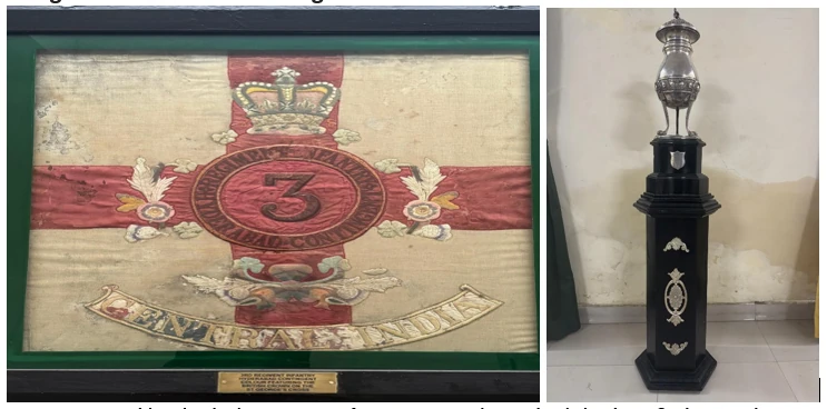 Beraris old Hyderabad Contingent Infantry Regiment (Central India) Colours & silver Trophy