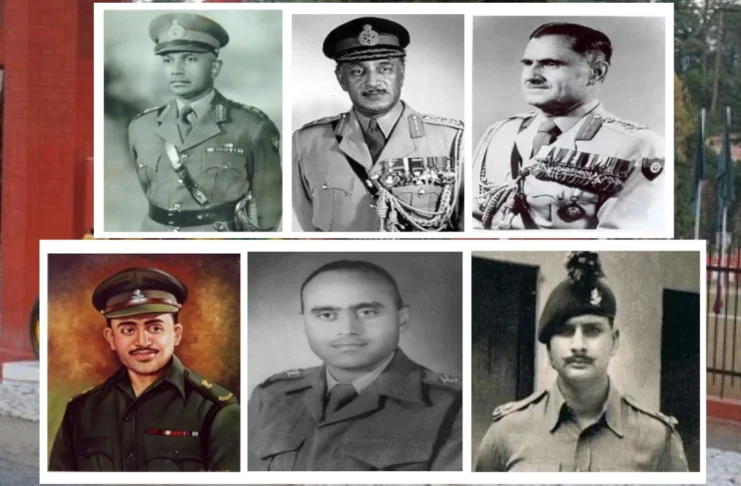 Top - The Three Kumaoni Army Chiefs Bottom - Maj. Som Nath Sharma, PVC; Maj. Shaitan Singh, PVC; Lt. Bikram Singh