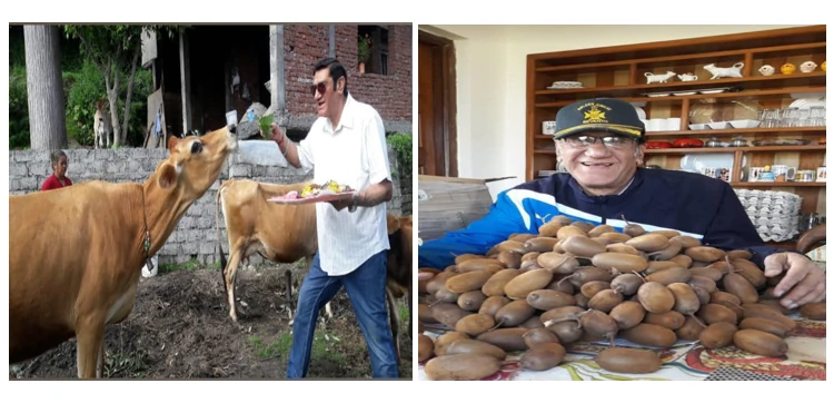 General Bhandari with his cows and Kiwi crop