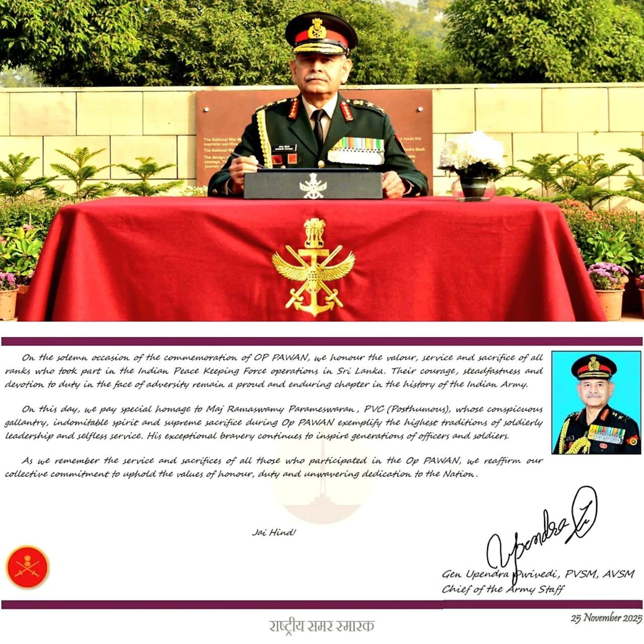 The COAS signing the Visitor’s Book at the National War Memorial