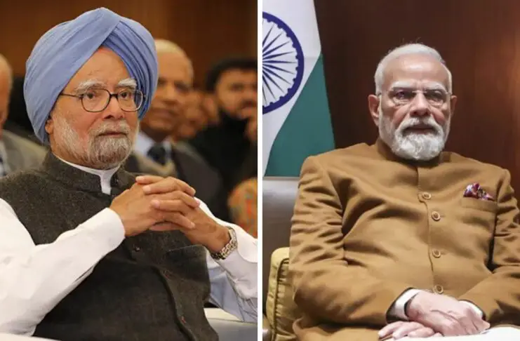 Collage - Former PM Manmohan Singh, Current PM Narendra Modi