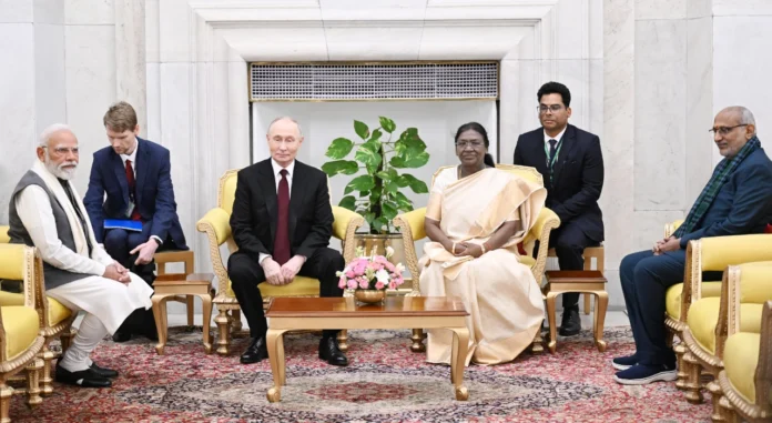 Russian President Putin in India with the Indian President Smt. Droupadi Murmu