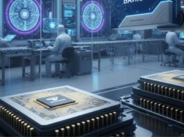 Russian Silicon Chips Packaging Illustration