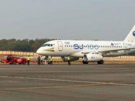 Russia and India Move to Build Superjet-100 Aircraft Inside India SJ-100 With HAL Livery in Wings India 2026