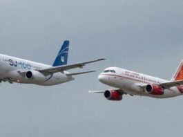 SJ-100 in Russian and Air India Livery - Illustration