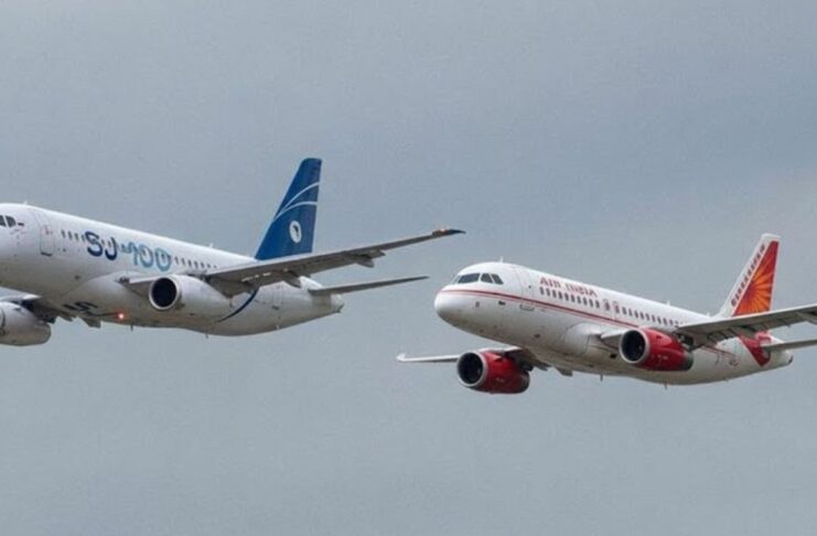 SJ-100 in Russian and Air India Livery - Illustration