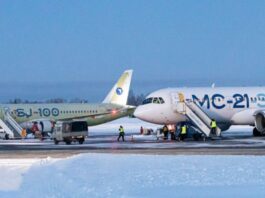 Russian SJ-100 and MC-21 at Syktyvkar airport