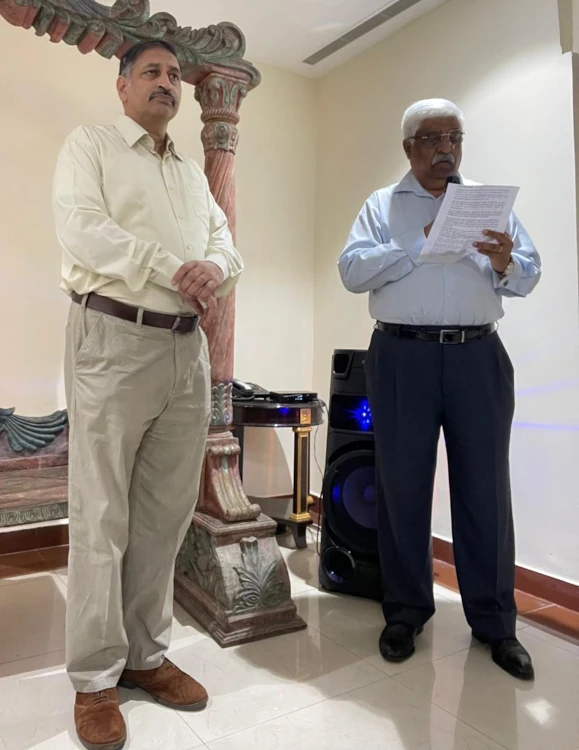 Lt Col Atul Kocchar, Veteran and Lt Col Manoj K Channan, Veteran, welcoming the distinguished OP PAWAN Veterans and Guests