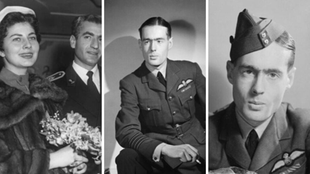 Mohammad Reza Pahlavi, the Shah of Iran with his wife Queen Soraya and Group Captain Geoffrey Leonard Cheshire