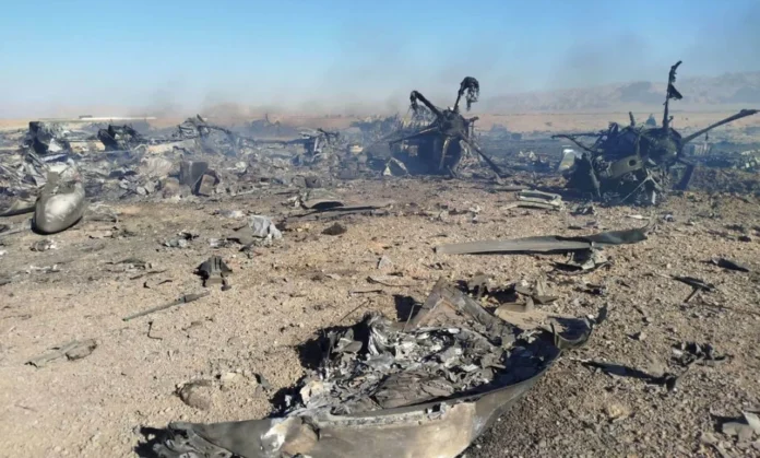 Charred Remains of US C-130 Aircraft in Iran