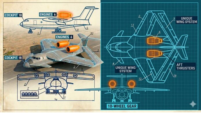 Illustration - Russia’s 100-Ton Diamond Wing Amphibious Aircraft Illustration - Russia’s 100-Ton Diamond Wing Amphibious Aircraft