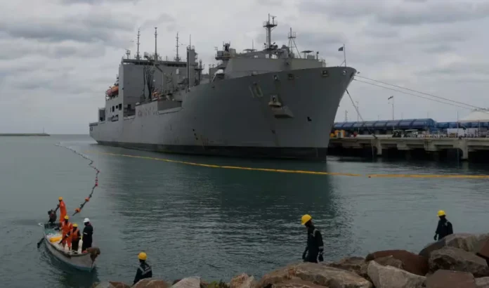 USNS Charles Drew arrives at Larsen & Toubro Shipyard, Kattupalli, Chennai