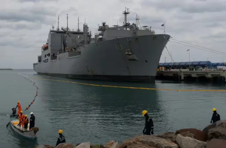 USNS Charles Drew arrives at Larsen & Toubro Shipyard, Kattupalli, Chennai
