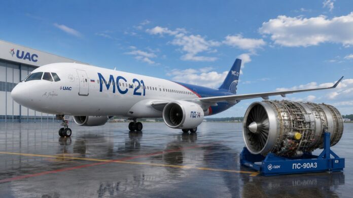 MC-21 and PS-90A3 engine - Representation