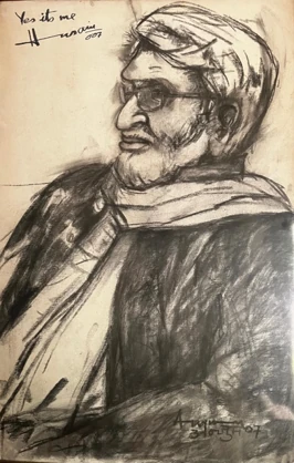 A Self Sketch of the master artist MF Husain
