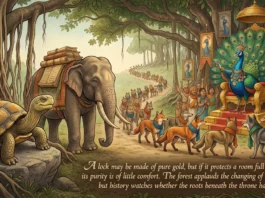 The Lion’s Throne, the Peacock’s Feathers, and the Elephant’s Memory: An Allegory in the Spirit of the Panchatantra Fable