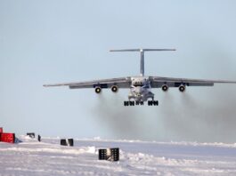 IL-76 Aircraft Landing In Antarctica