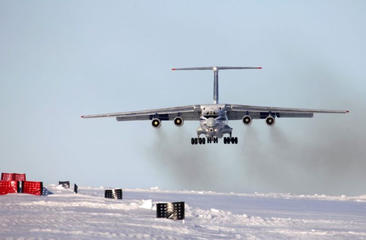 IL-76 Aircraft Landing In Antarctica